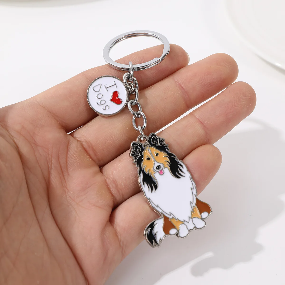 El más nuevo llavero de perro pastor Shetland, llavero de perro mascota, colgante, regalo de joyería para mujeres y hombres