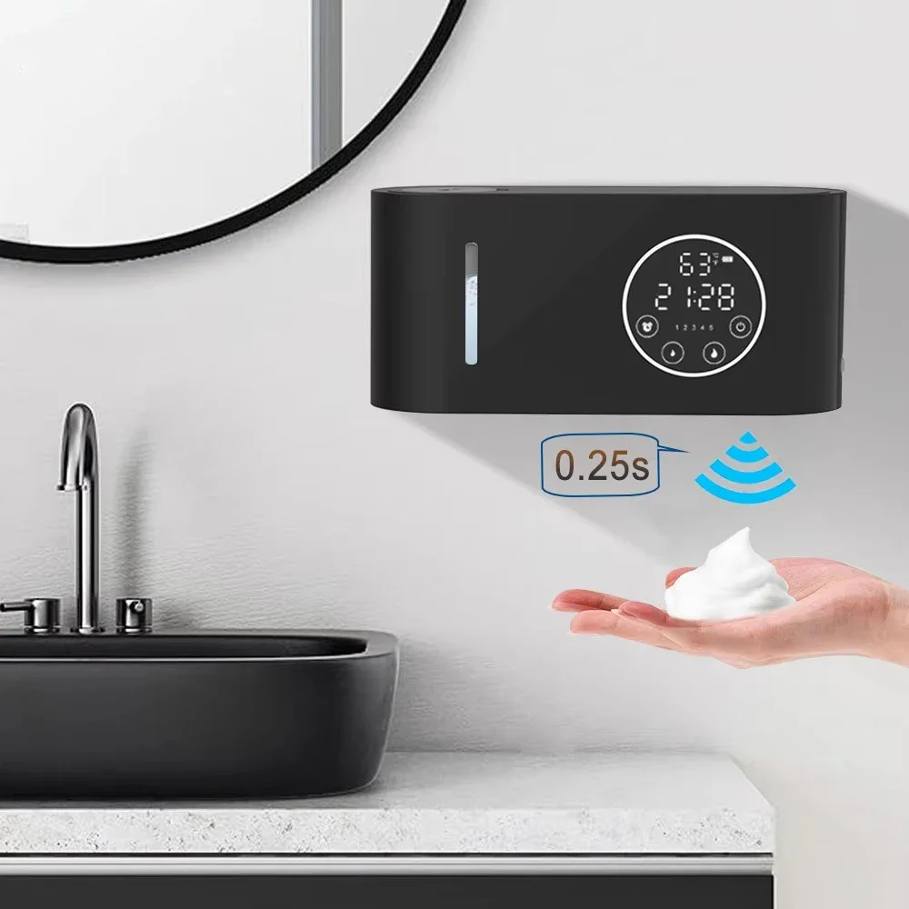 Liquid Soap Dispenser Automatic Touchless Induction Hand Wash Soap Dispenser Wall-mounted Soap Dispenser with Smart LED Screen