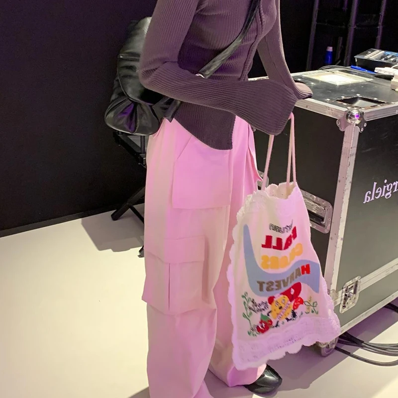 Women's Shoulder Bag New Creative Cartoon Potato Pattern Embroidery Shoulders Bag Casual Fashionbale Versatile Canvas Handbags