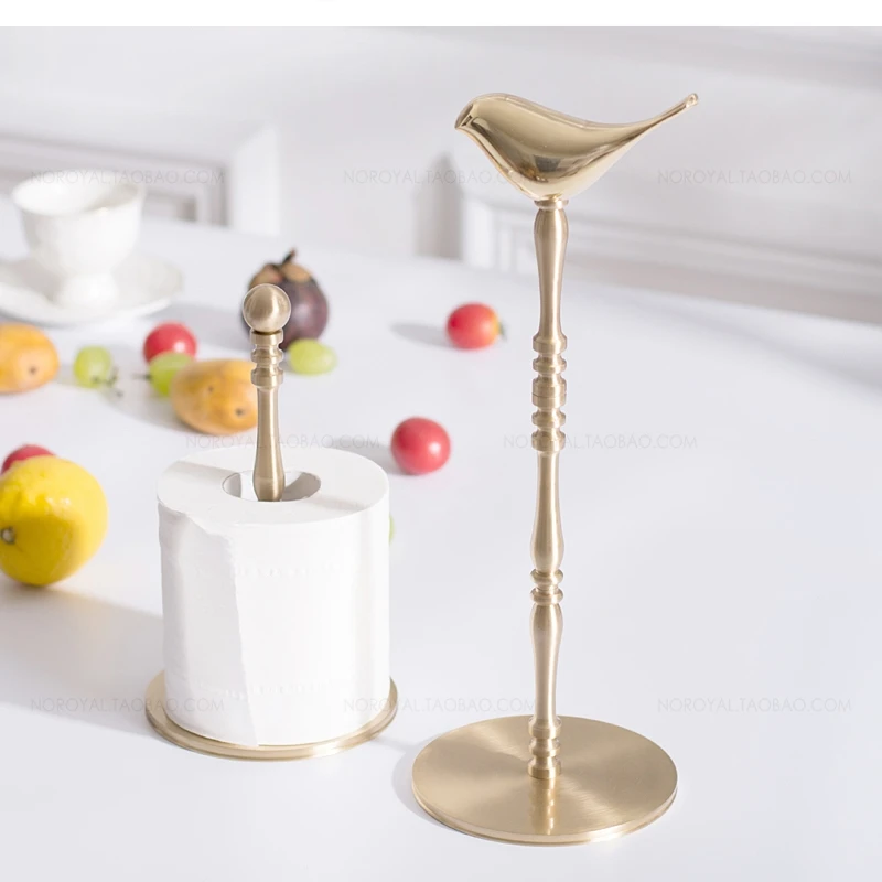 Light luxury brass paper towel holder simple kitchen roll Nordic golden vertical dining table tissue box