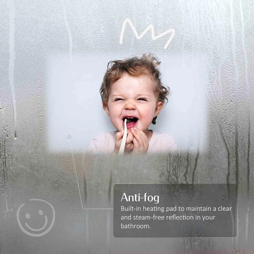 Wall Mounted Semicircle Vanity Mirror 51x35 Fogless Lighted Smart Bathroom Mirror with Touch 3 Colors Backlit Dimmable Light Ent