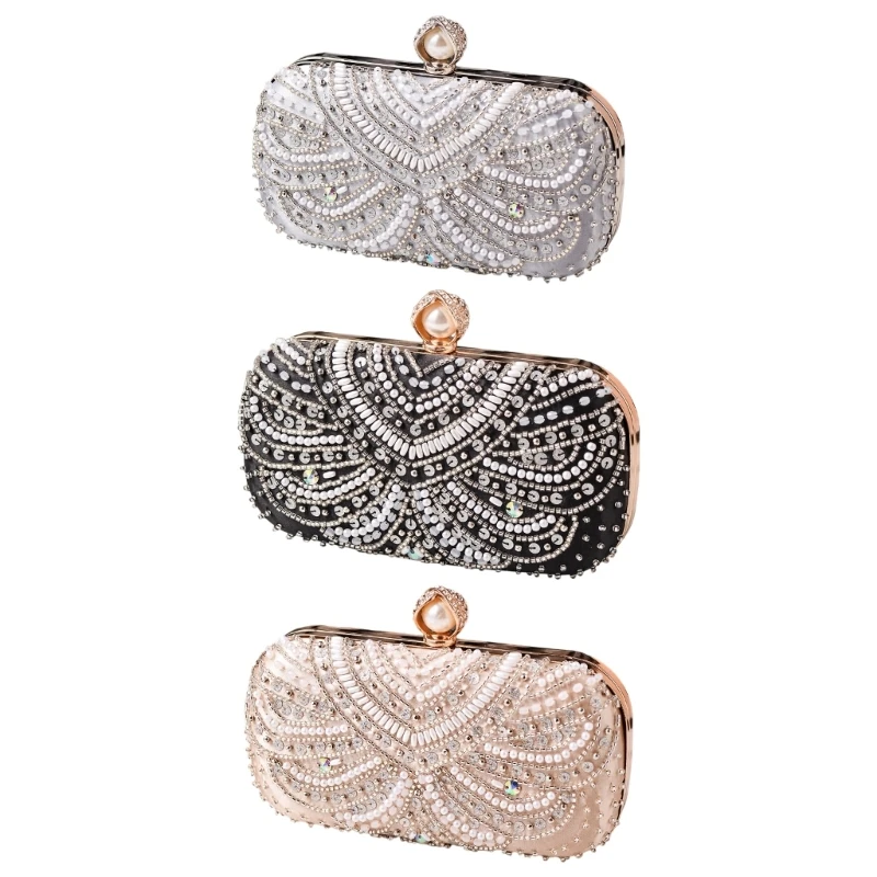 

H3CB All-matching Banquet Bag for Women Girl Wedding Handbag Rhinestones Evening Bag Clutches Purse Chain Strap Shoulder Bag