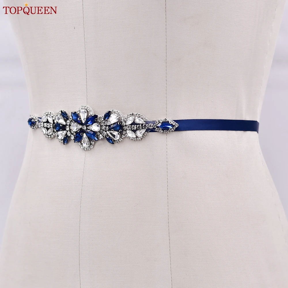 TOPQUEEN Cinture con strass fatte a mano Accessori da donna Party Prom Bridal Wedding Sash Cinture da damigella d'onore S464-KL