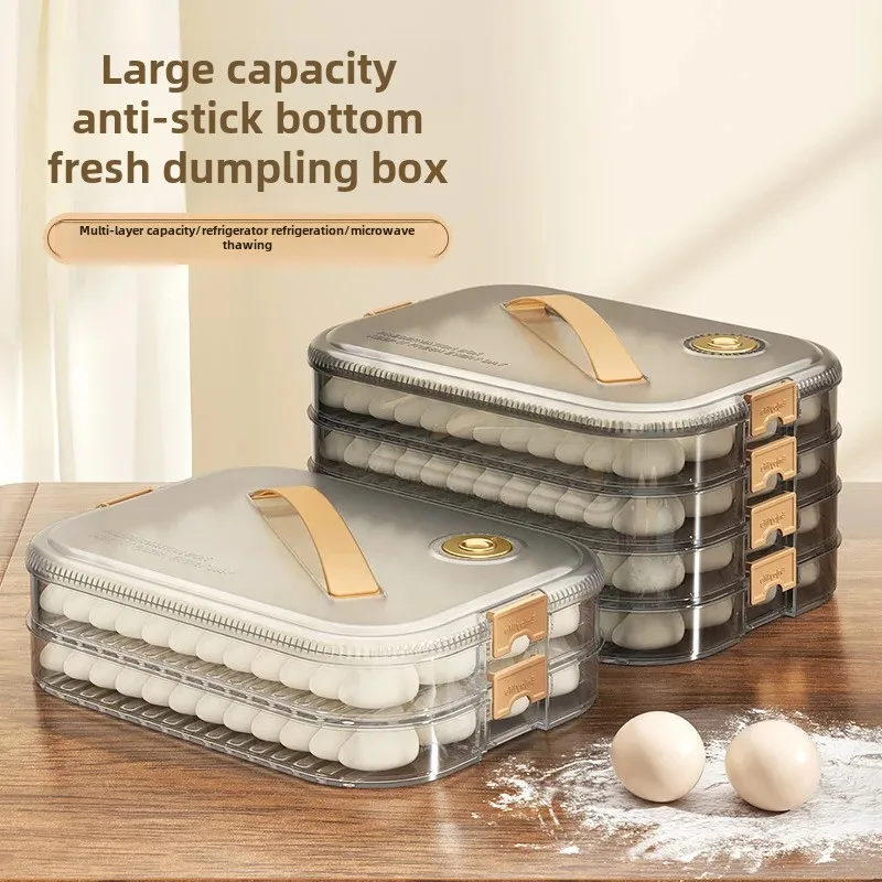 Large Capacity Dumpling Box Home Use Food Grade Freezer Cold Storage Sealed Plastic Dumpling Water Dumpling Quick Freezing Box