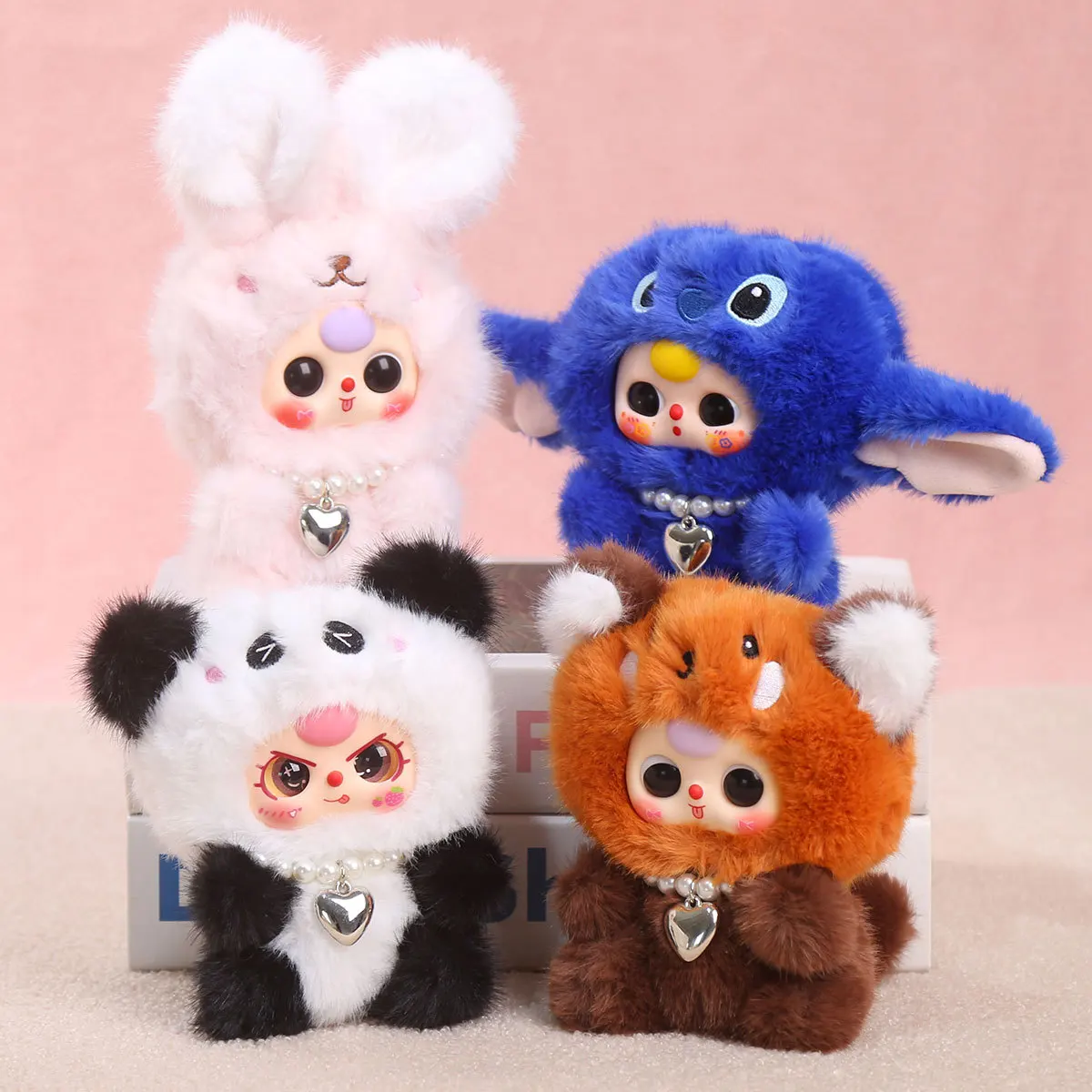 

Baby Three Kawaii Animal Plush Toy Anime Figure Toys Creative Cartoon Doll Bag Pendant Keychain Ornament Surprise Birthday Gift
