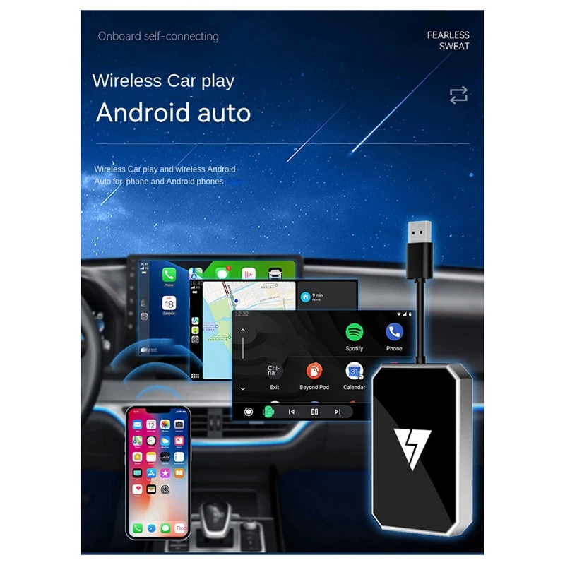 2-In-1 Wireless Carplay Android Adapter USB Wireless Adapter Car Adapter Convert Wired Android Auto To Wireless