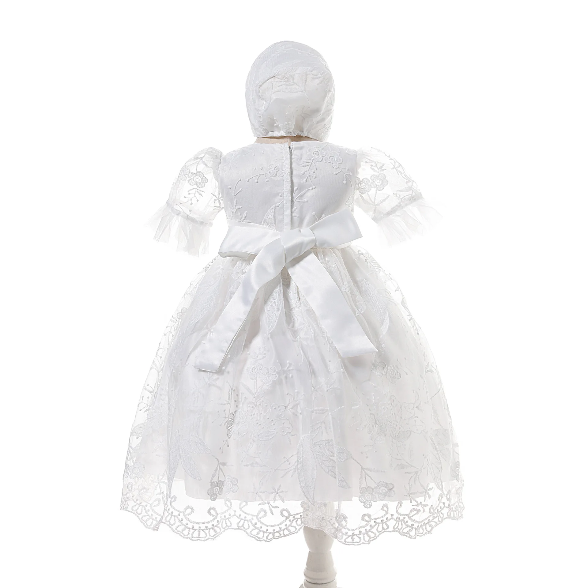 0-24Month Ivory Lace Baptism Baby Girl Dress Party Wedding Lovely Princess Vestido Newborn Toddler Baby Girls Clothes OBF228410