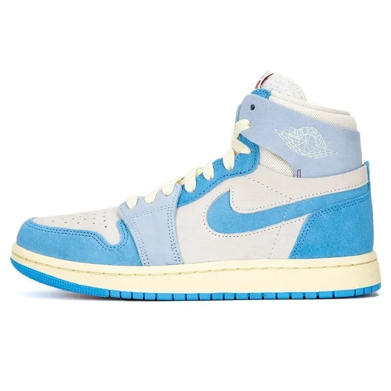 Nike women\'s shoes Air Jordan 1 High blue and white high-top AJ1 retro basketball shoes