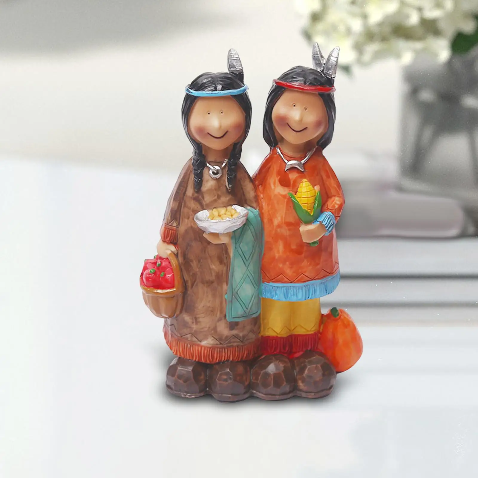 Native North American Figurine Harvest Decoration Decorative Resin Sculpture Table Ornament for Bedroom Housewarming Gift