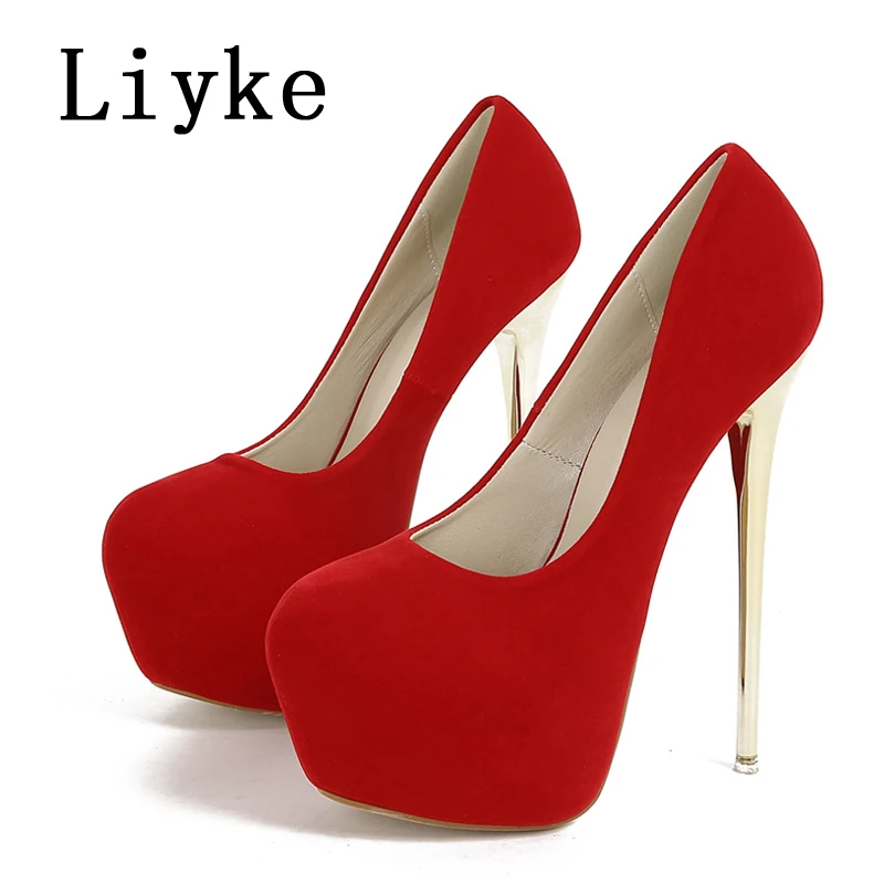 Liyke 2024 Spring Autumn Fashion Platform Pumps Sexy Round Toe Thin High Heels Women\'s  Wedding Party Nightclub Dress Shoes