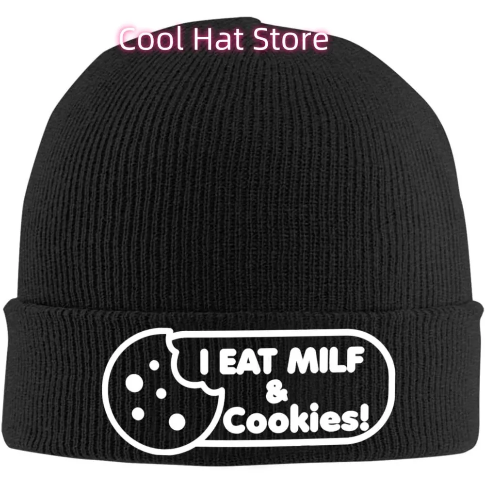 أنا أكل ميلف وملفات تعريف الارتباط مضحك قبعة صغيرة الشتاء لينة مترهل متماسكة قبعات الجمجمة هدية الرجال النساء #1