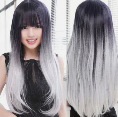 Pelucas blancas y negras del traje de Cosplay del pelo rizado largo resistente al calor de las mujeres de la moda