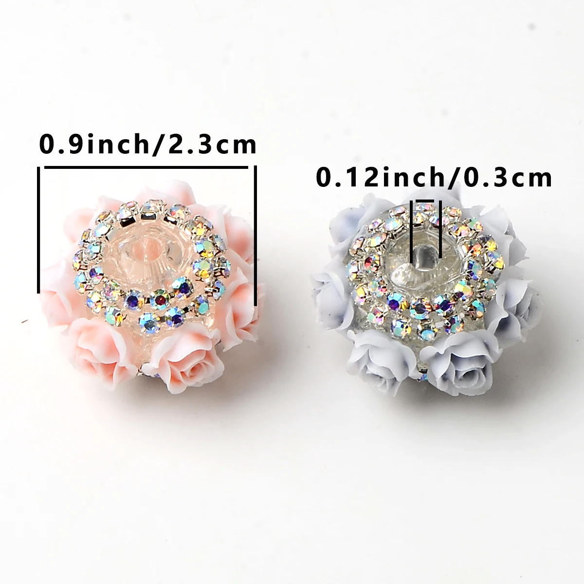 4pcs Hand-paint solid color rose flower round acrylic bead for jewelry make charm DIY Bracelet Necklace Accessory spaced beads