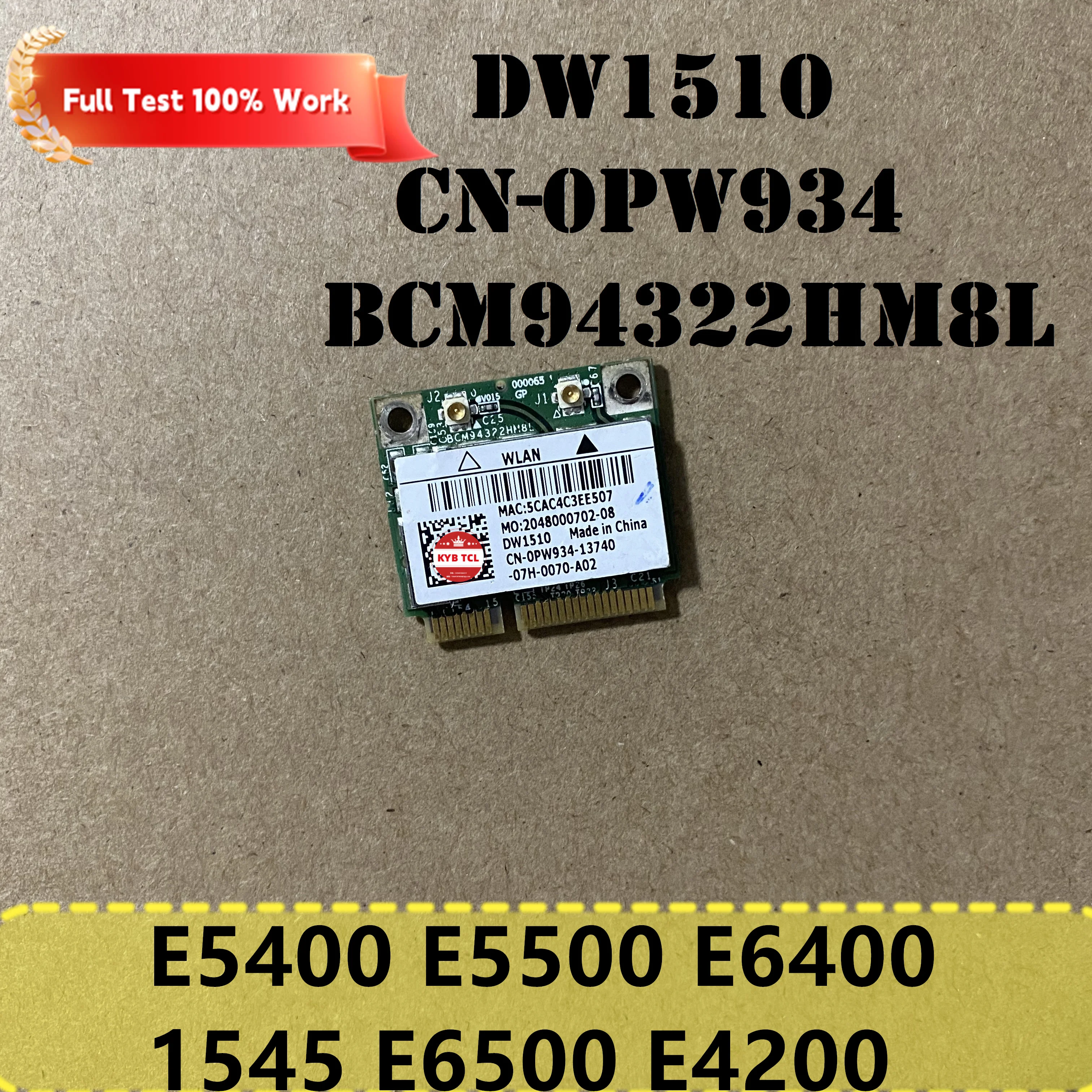 

Ноутбук Broadcom Wireless Wifi Card DW1510 CN-0PW934 0PW934 PW934 BCM94322HM8L Dell Latitude E5400 E5500 E6400 1545 E6500 E4200