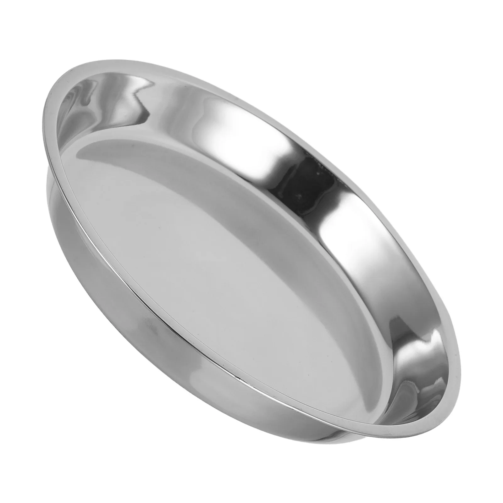 

Stainless Steel Flat Round Plate 28Cm Non-Magnetic Lightweight Dish Plate Fruit Cake Baking Pan Great for Outdoor Home Picnic