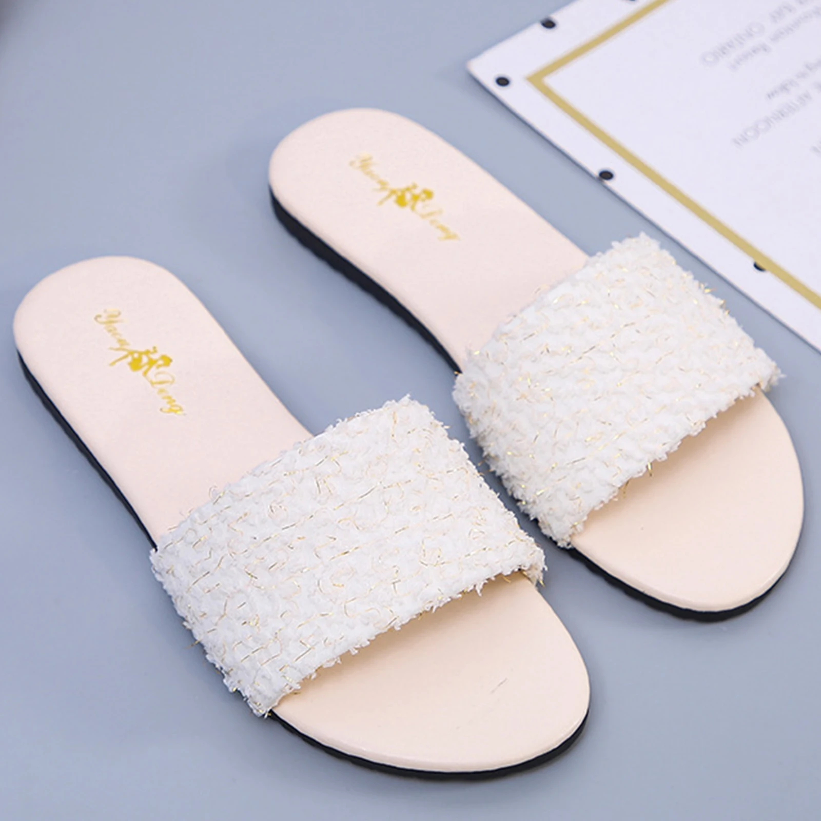 

Women Summer Casual Comfortable Woven Slippers Beach Daily Flip Flops Soft Slip On Open Toe Non Slip Vacation Sandals