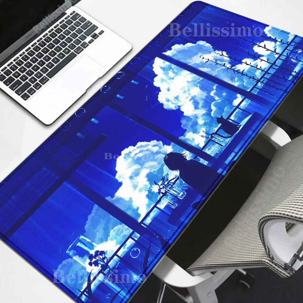 

View outside the window white clouds Large blue Mouse Pad Gamer New Office Accessories Computer Desk Mat Pc Cabinet Mousepad