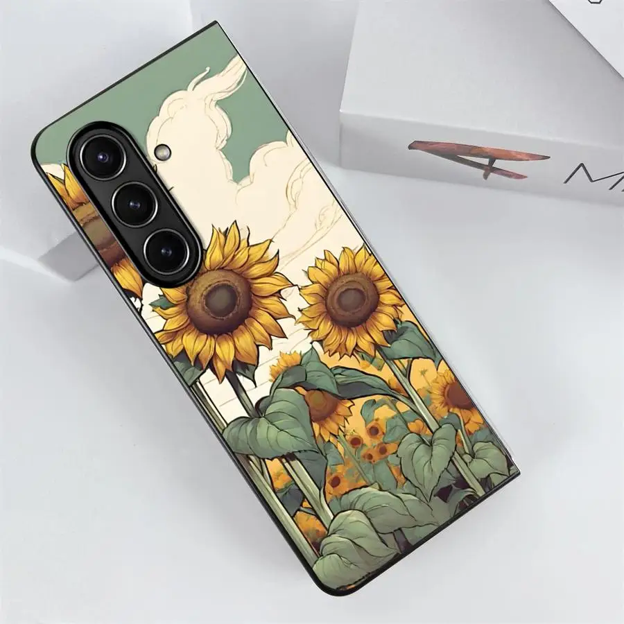 Custodia per Samsung Galaxy ZFold5 ZFold4 ZFold7 ZFold6 Z Fold 7 6 5 4 3 ZFold3 Cover posteriore per telefono Bellissimo mare di girasole