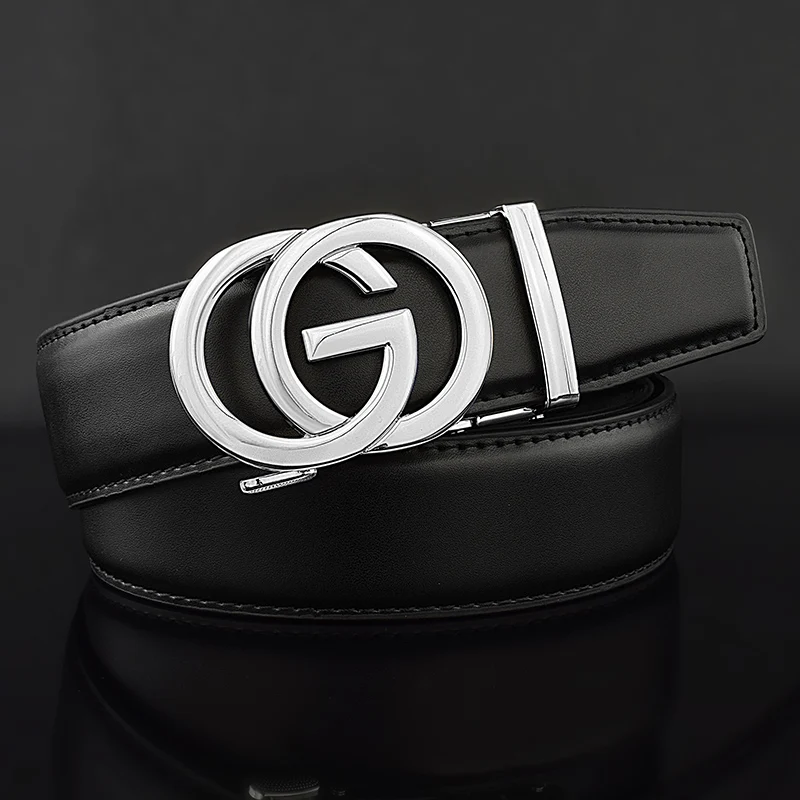 Ceinture en cuir véritable pour homme, sangle de taille exquise classique, lettre G, marque célèbre,