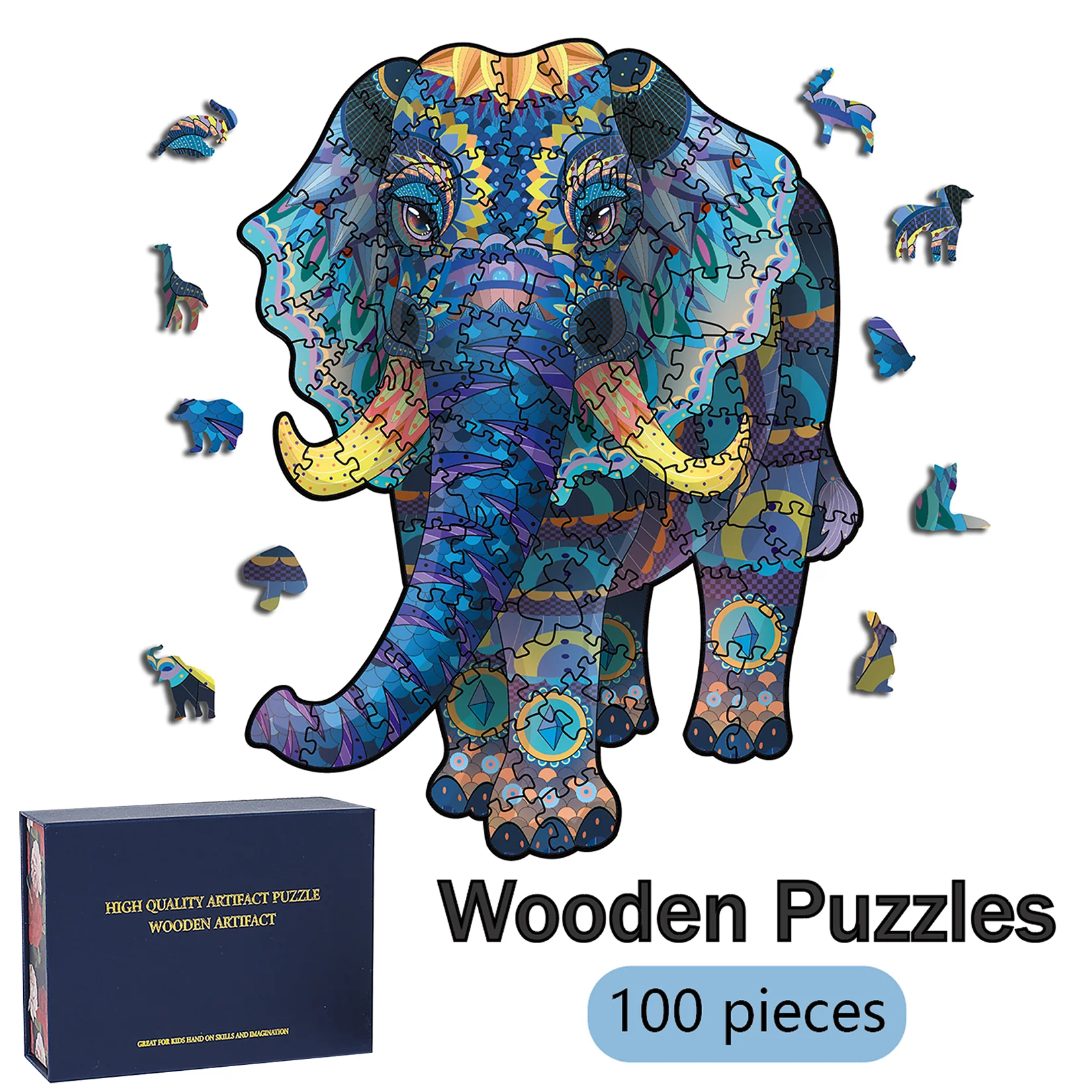 Wooden Puzzles for Adults, 100/200/300 Pieces Uniquely Irregular Animal Shaped Wooden Puzzles, High-difficulty Puzzle