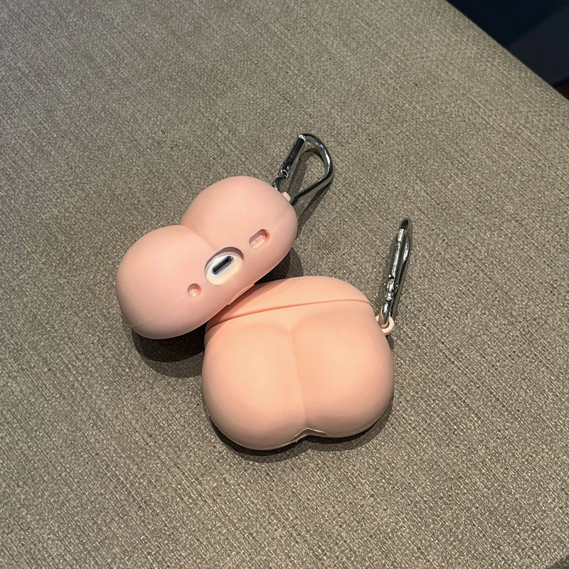 Creative Funny 3D Peach Butt Cute Cartoon Soft Silicone Case for Apple Airpods 2/1 Pro 2 3 Bluetooth Earphone Protective Cover view 4