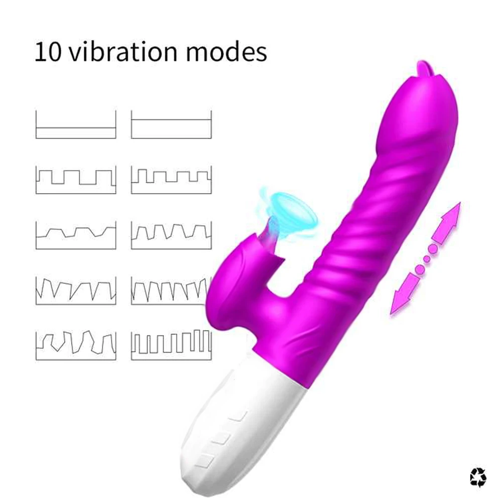 2 In 1 Vibrator For Women Licking Machine Clitoris Stimulator G-Spot Powerful Vibro Dildo Wand Female Clit Sucker Adult Sex Toys