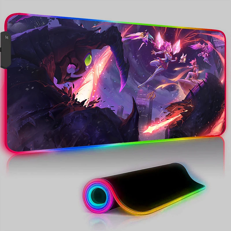 

League Of Legends Kai'Sa Keyboard Rug LED PC Gaming Accessories Mouse Pad Sexy Anime Girl Desk Mat XXL Gamer Mousepad RGB Carpet