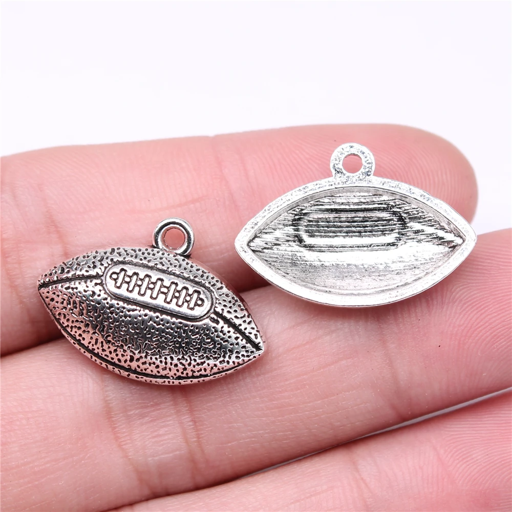 

60pcs Charms Wholesale 24x17mm Football Charms Wholesale Antique Silver Color Pendant For Jewelry Making DIY Jewelry Findings
