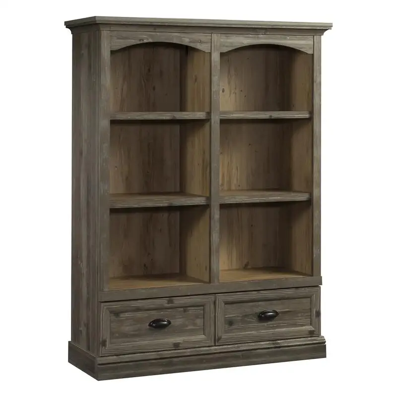 

Brown Finish Bookcase with Drawers for Storage and Display, Ideal for Home or Office Use