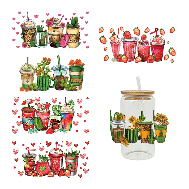 3D UV DTF Transfers Stickers 16oz Cup Wraps Food Drinks Cow Printed For DIY Glass Ceramic Metal Leather Etc. D19382