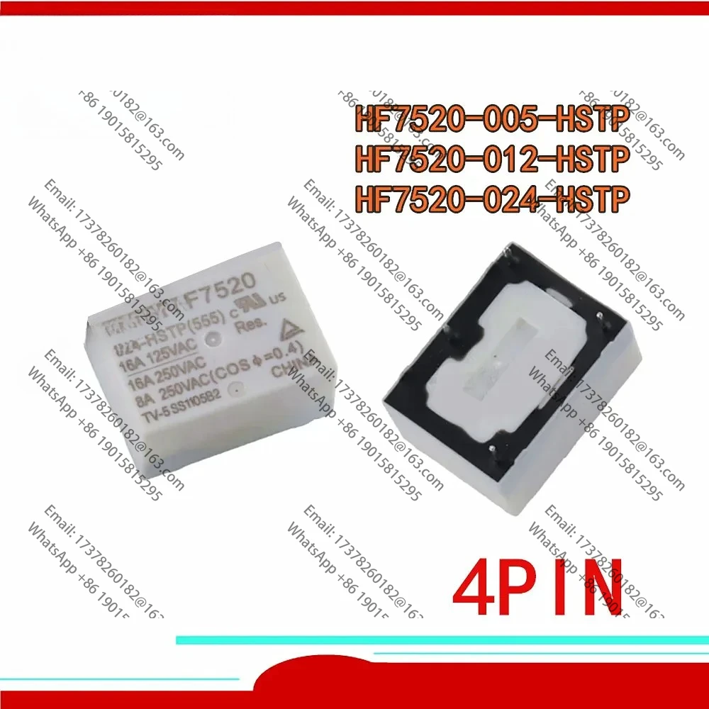 

10 шт./лот, 100% оригинальное новое реле HF7520 005-HSTP HF7520-012-HSTP HF7520 012-HSTP HF7520-024-HSTP HF7520 012 HSTP 4PIN 16A