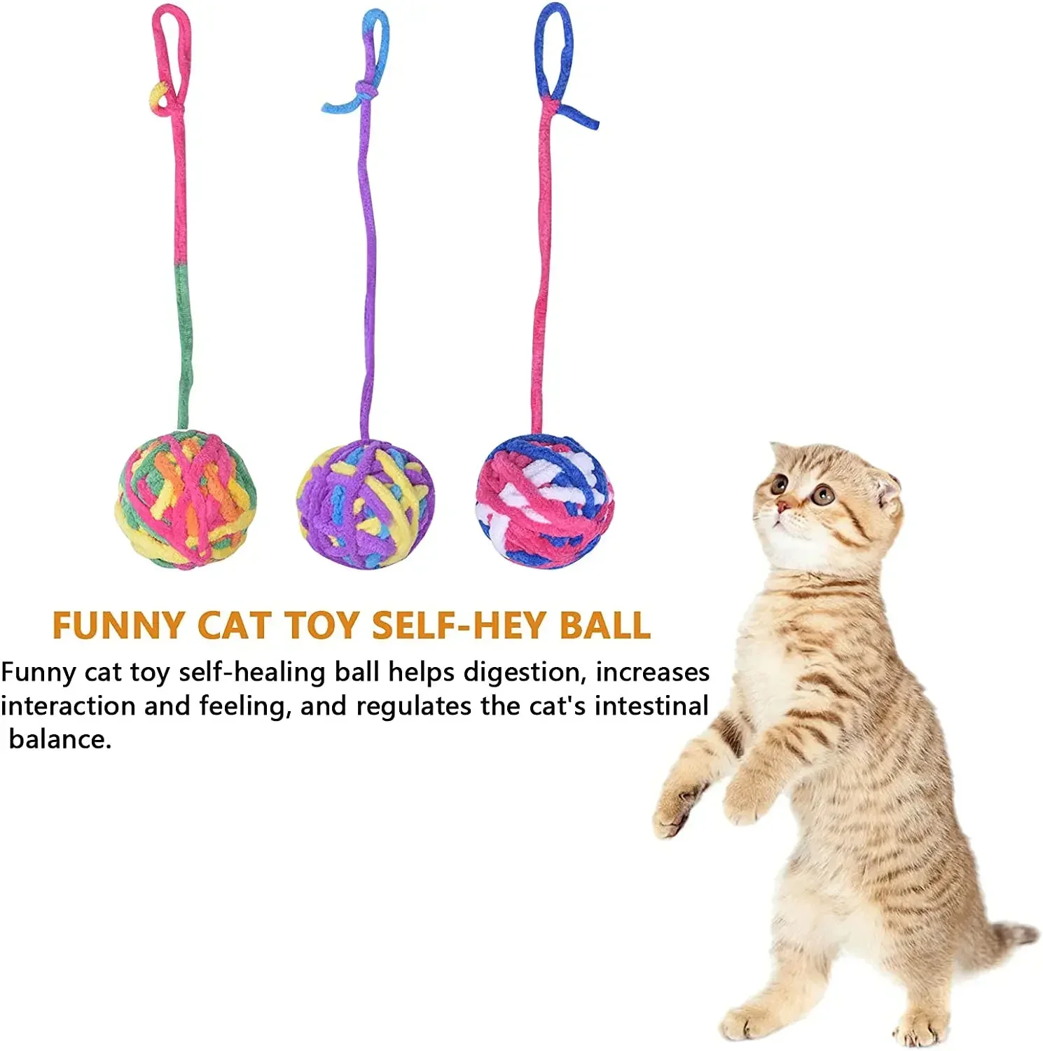 1/3/5/7pc Pet Cat Toys self entertaining chew and teaser cats toy balls wool balls cat supplies fidget toy for cats accessories