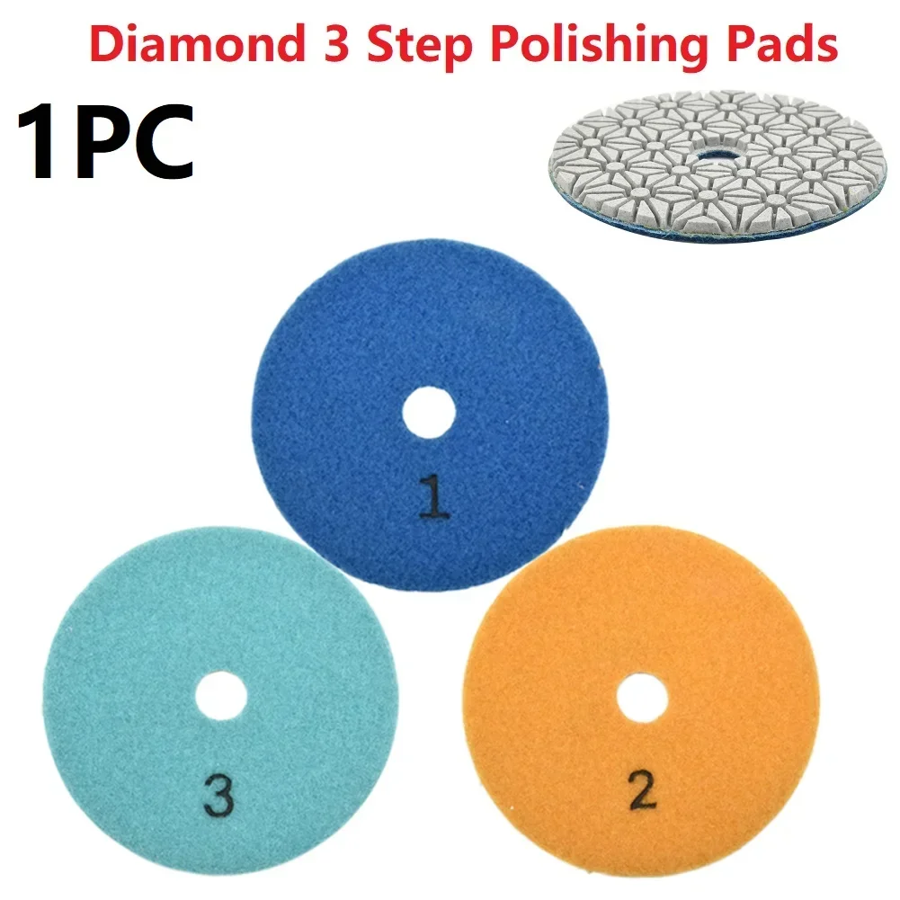 4 Inch 100mm Dry/wet Diamond 3 Step Polishing Pads 1#/2#/3# Grit For Polishing Granite Marble Engineered Stone