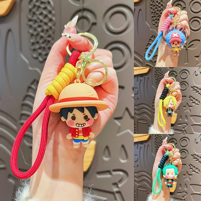

One Piece Luffy Keychain Cartoon PVC Pendant Keyring Ornaments Bag Fashion Couple Car Key Chain Jewelry Accessories Gifts