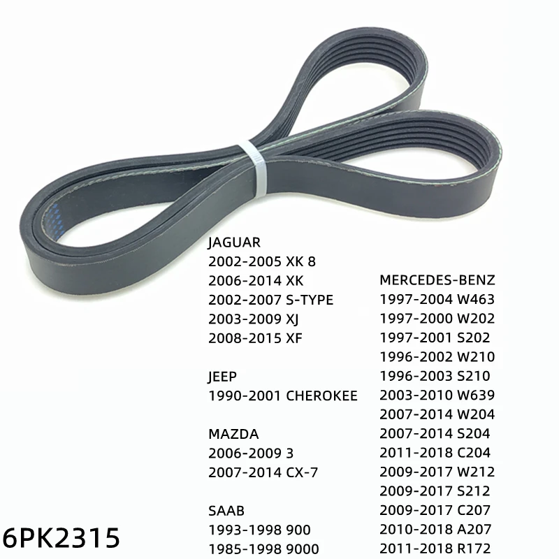 6PK2315 Engine Air Conditioner Belt V-Ribbed Belts Drive For MERCEDES-BENZ JAGUAR JEEP MAZDA SAAB