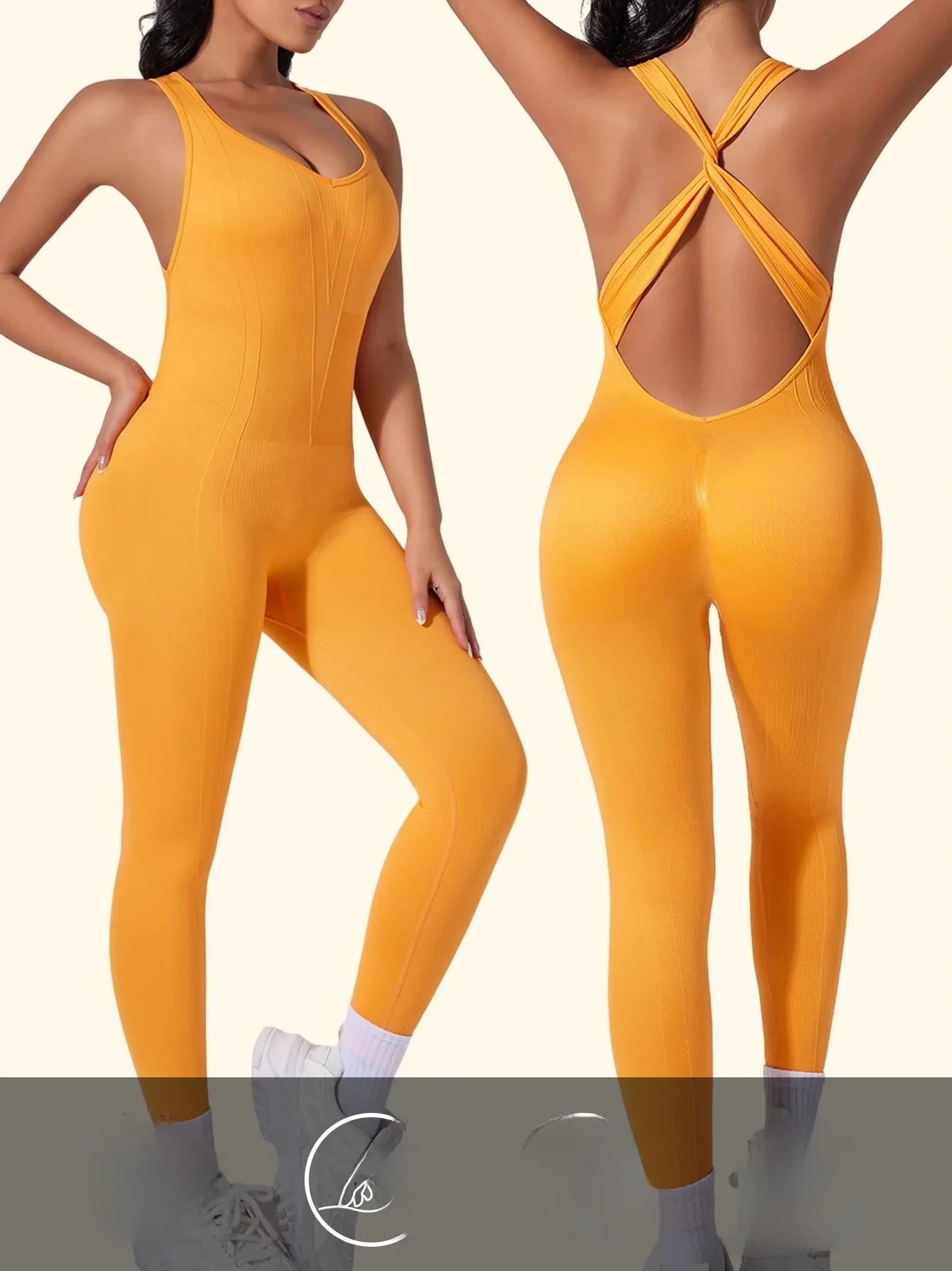 

Женский комбинезон для йоги с V-образным вырезом и перекрестными бретелями, с завышенной талией, длинные брюки, из полиэстера, тонкий, стандартный крой, эксклюзивно онлайн, размер S