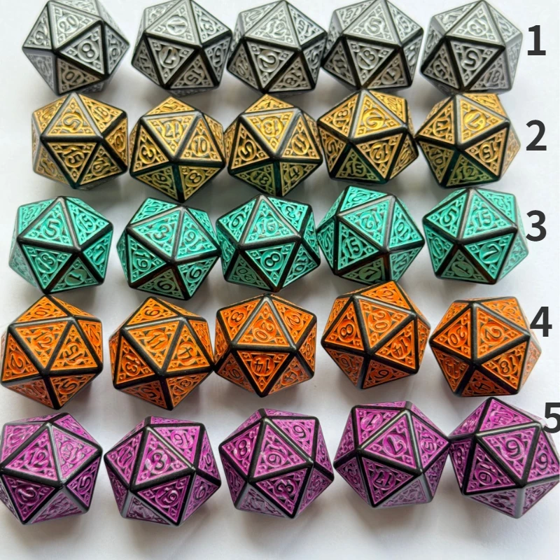 10Pcs/set New Foreign Trade Product with 20 Antique Patterned Dice, Retro Hollowed Out Game, Multiple Colored Dice