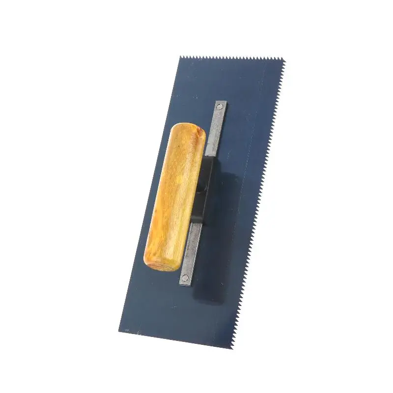 Notched Trowel 24cm 2mm Teeth Premium Steel Plaster Trowel Non-slip Wood Handle for Tile Installation Construction Projects