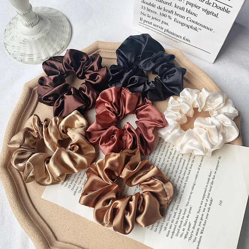 Fashion Korean Silk Rhinestones Scrunchies for Women Summer Elegant Elastic Hair Band Girls Ponytail Hair Rope Hair Accesories