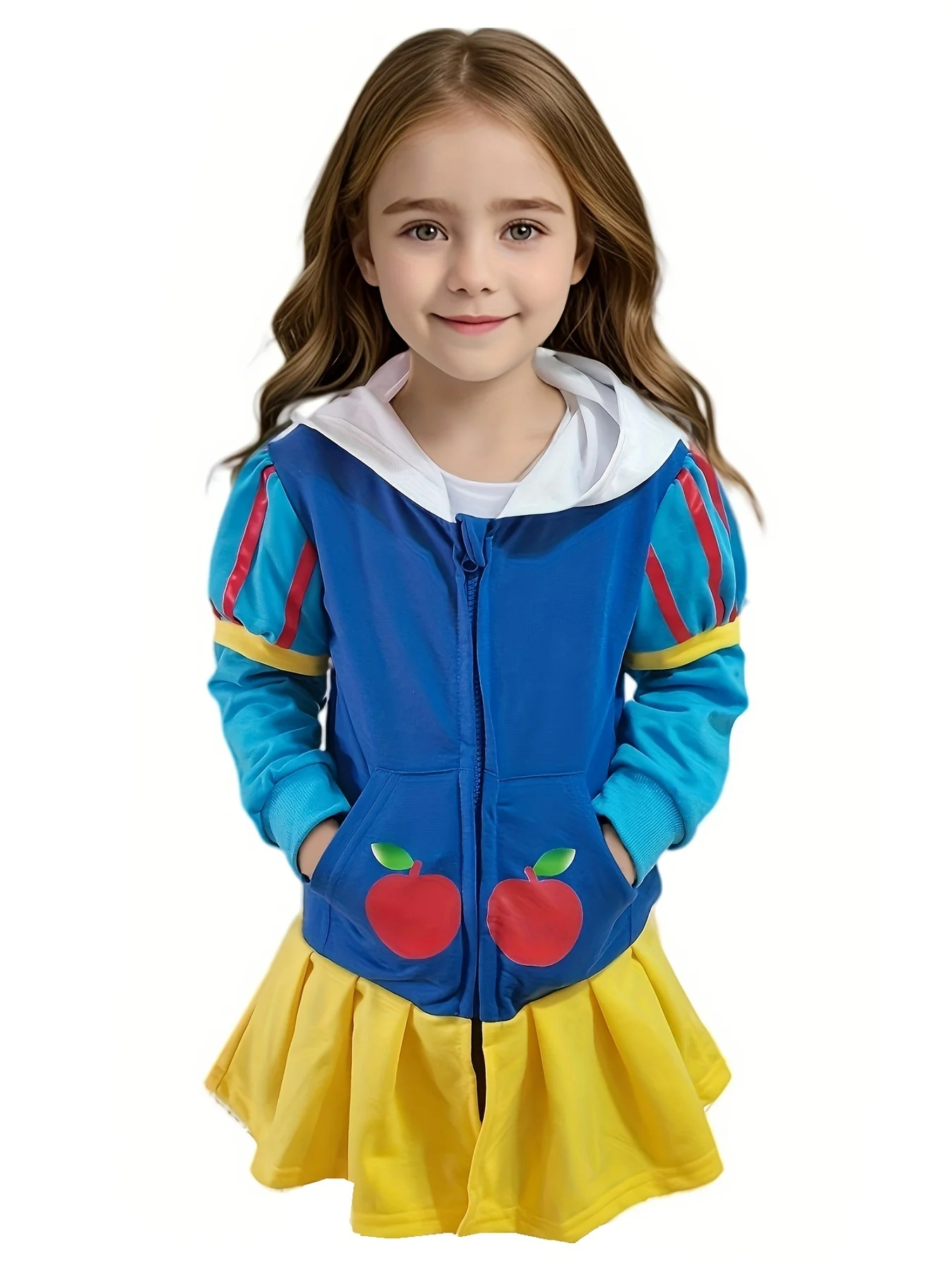 Girl Apple Princess Inspired Hoodie With Pockets Snowwhite Outfit Red Dots Cute Kids Top Wear