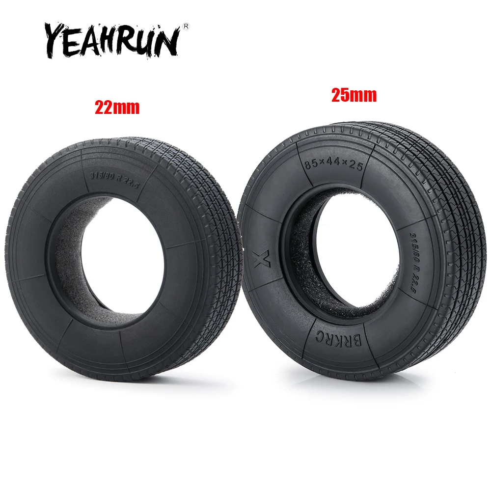 YEAHRUN-neumáticos de goma con abalorios delanteros y traseros, neumáticos de rueda con espuma de inserción para Tamiya 1/14 RC, remolque, Tractor, modelo de camión, 22/25mm