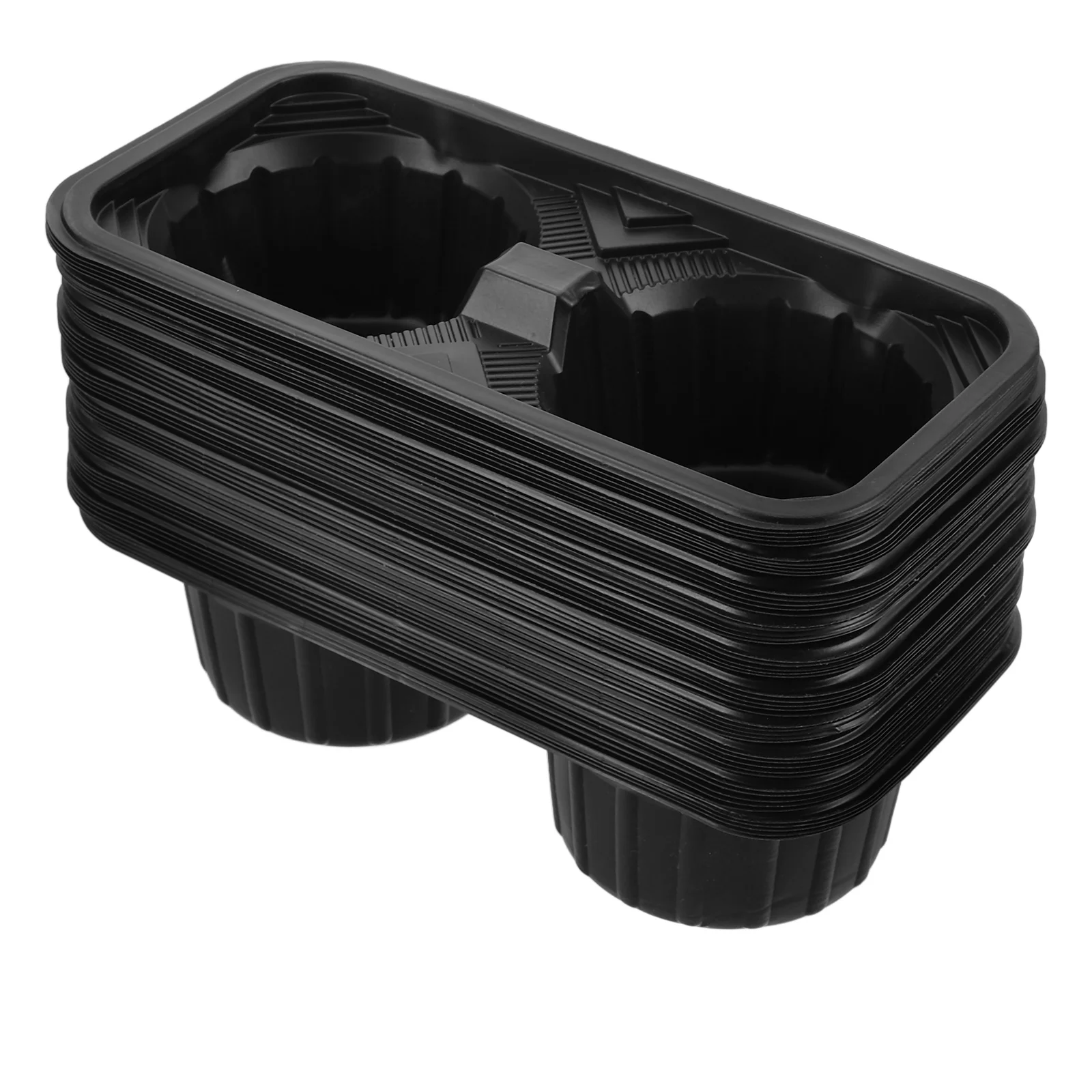 50PCS Disposable Cafe Trays 2 Cup Carrier Tray Takeout Cup Holder Tray Hot or Cold Drinks Holder Base for Coffee Shops Restauran