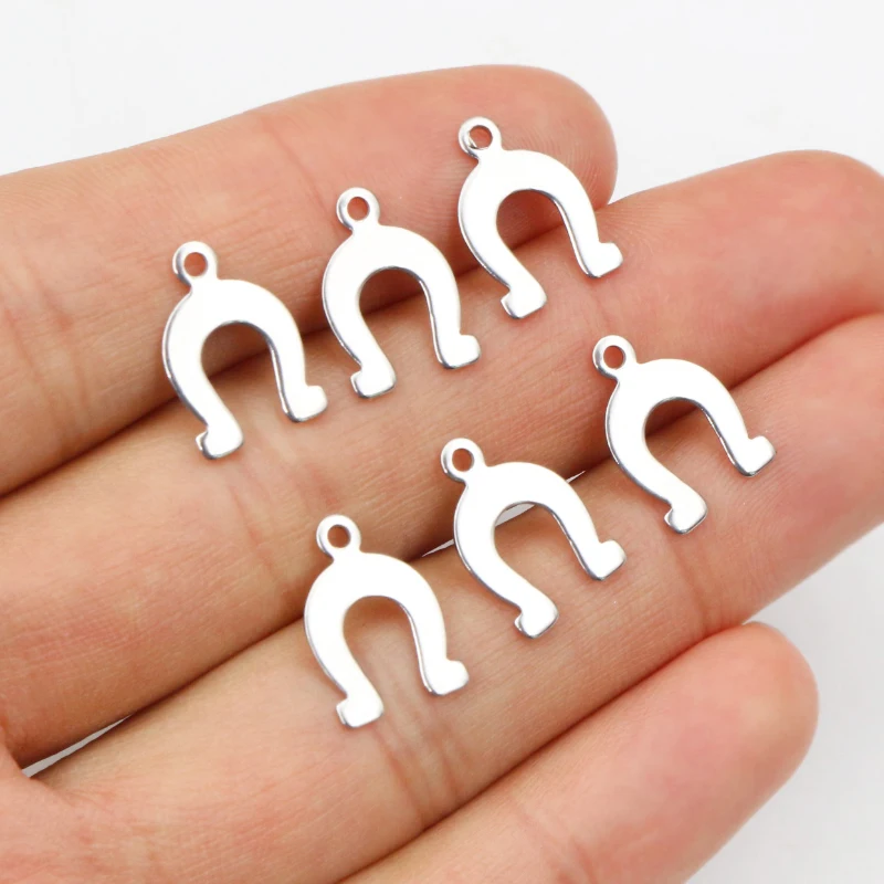 

50pcs 14x9mm Horseshoe Horse Shoes Lucky Pendant Charms No Fade Stainless Steel DIY Jewelry Making Accessories Findings