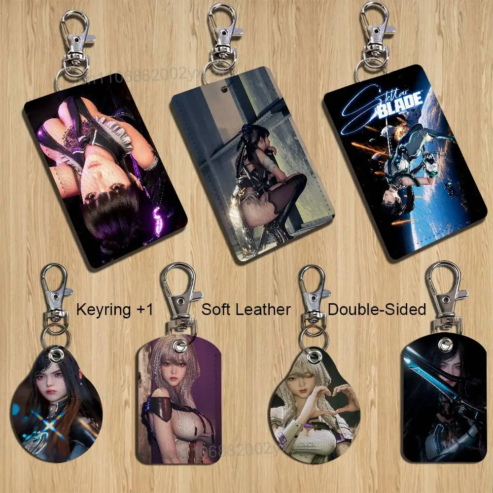Porta-chaves Game Raven Stellar Blade Eve com padrão texturizado, adequado para cartões de metrô, banco, ônibus, crachás e carteiras.
