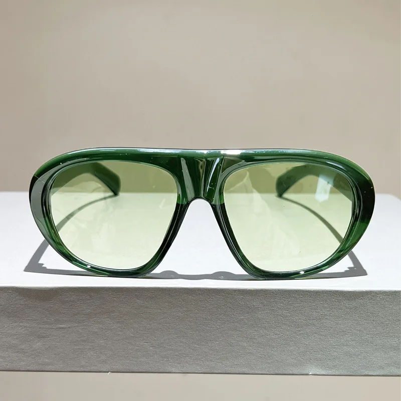 New Oversized Pilot Sunglasses Women Fashion Luxury Big Frame Round Green Gradient Sunglasses Retro Classic Thick Shades