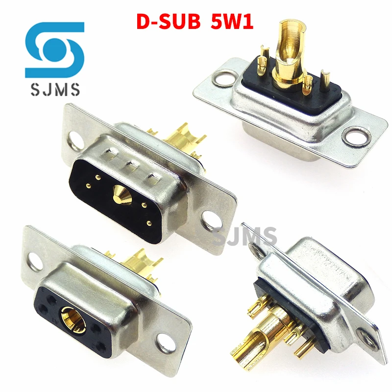 5W1 30A Gold plated Male / Female high current Connector D-SUB adapter solder type 5 Pin plug jack socket high power Gold plated