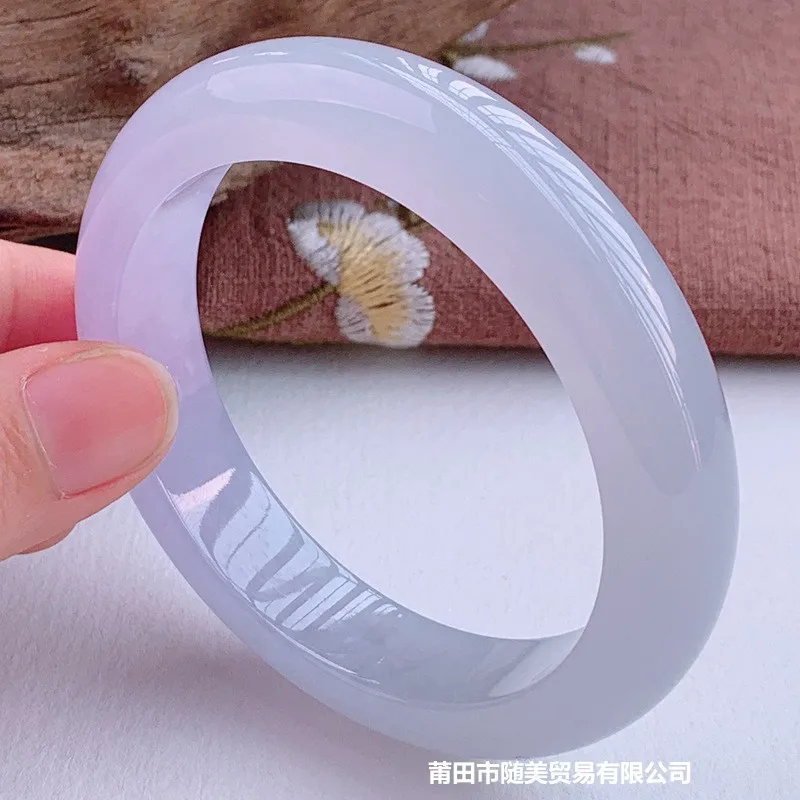 Natural Burmese Bracelet for Women, Old Mine, Moist and Translucent, Ice-Type Violet Jadeite, Light Purple Transparent J