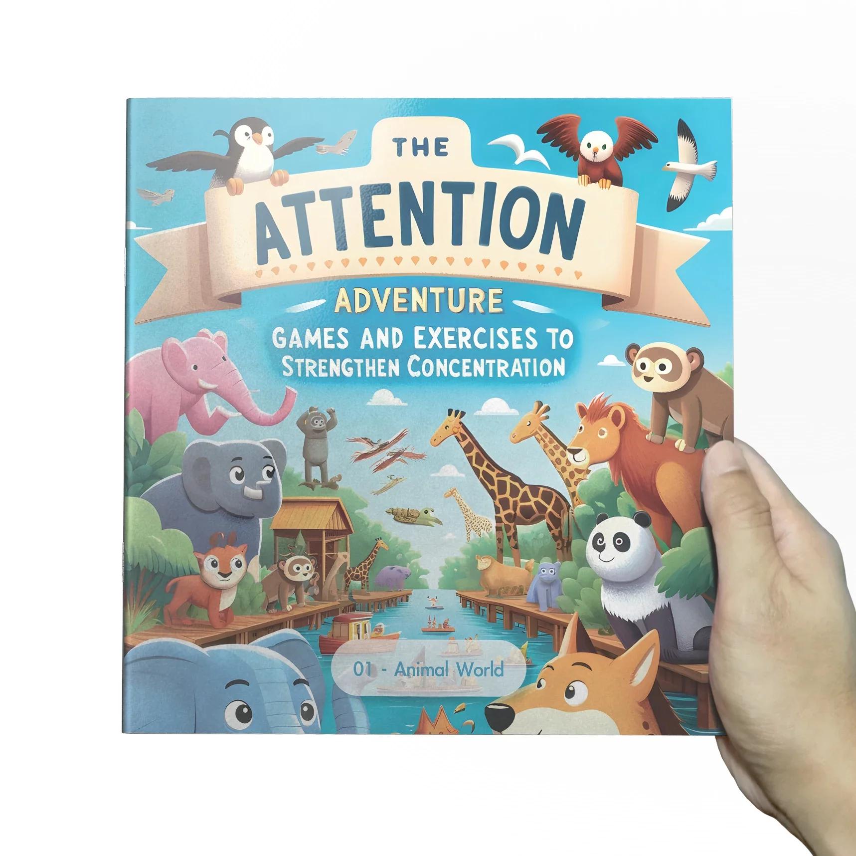 Animal World Themed Concentration Training Book for Kids Preschool Educational Activity Book Fun Learning Toy Gift