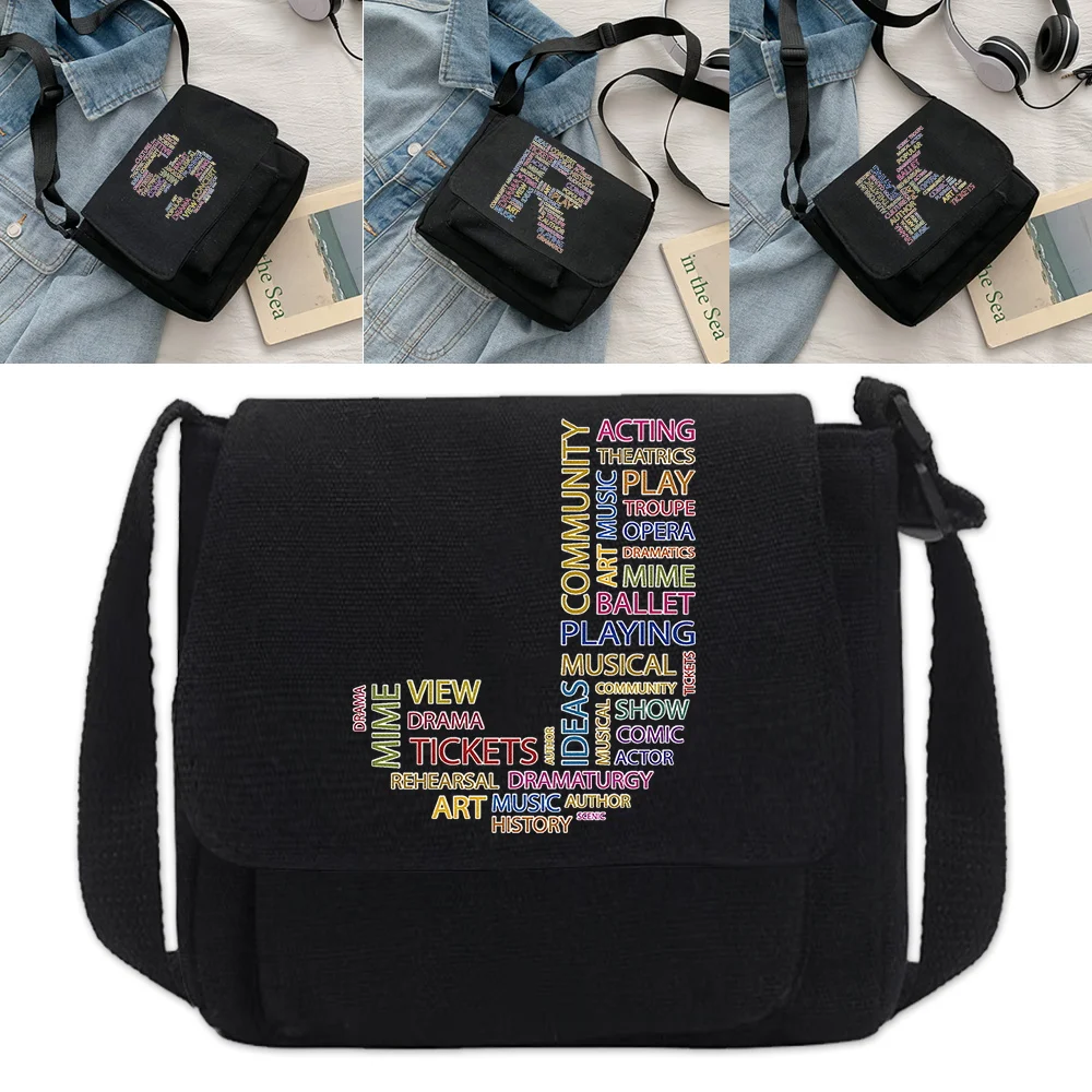 2024Diagonal Cross Bag Women Wild Canvas Messenger Bags Simple Men Shoulder Crossbody Case Organizer Text Letter Print Handbag
