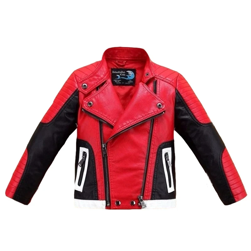 Children\'s PU Leather Lapel Jacket, Outerwear Coat, Windbreaker, Teen Boy Clothes, Kids Outfits, Spring, Autumn, Clothing, 3-14